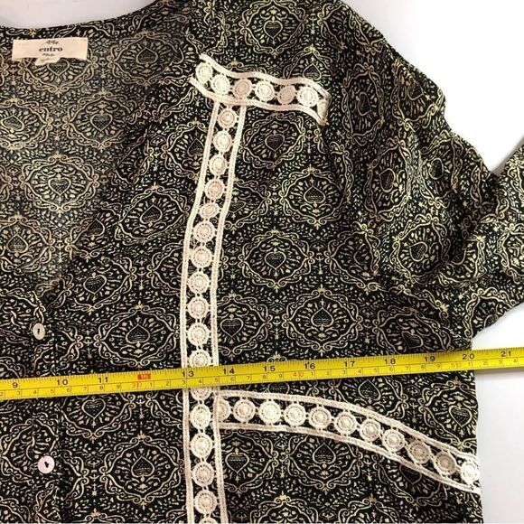 Entro Women’s Top Long Sleeve Black/Cream Lace Size Large - Picture 9 of 10